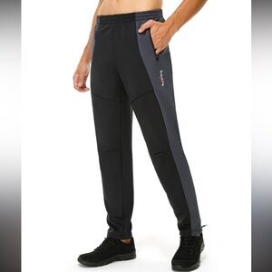 Men’s Windproof Winter Sport Pants Fleece Lined Black & Grey Size Large NWT